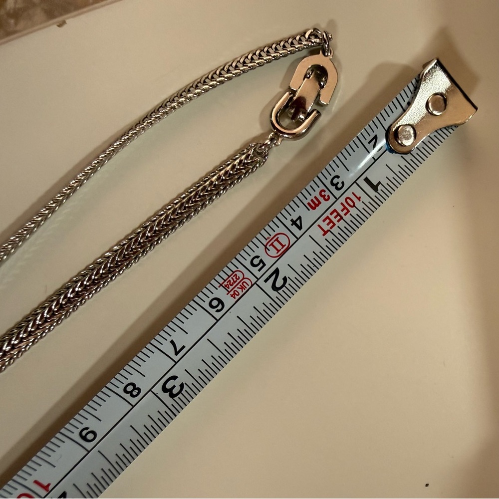 Monet 1960’s Silver Modernist Minimalist Lariat Necklace Bolo tie tassels - Picture 11 of 17